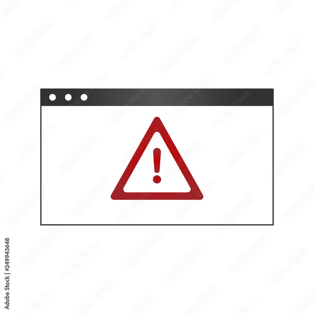 System dialog window with warning sign. Sign of Dialog Window. Vector illustration isolated on white background. System dialog window with warning sign. Sign of Dialog Window. Vector illustration isolated on white background.