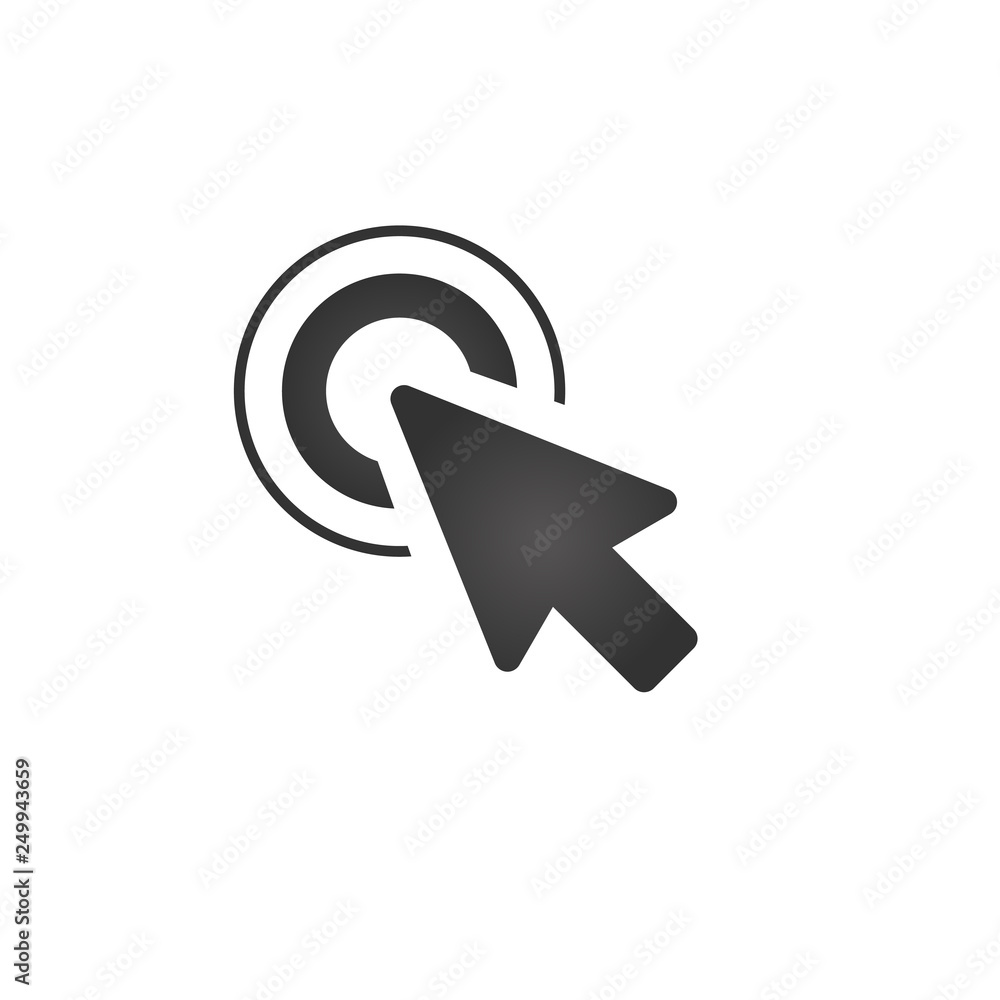 Clean vector modern cursor symbol icon with click waves. Vector illustration isolated on white background. Clean vector modern cursor symbol icon with click waves. Vector illustration isolated on white background.