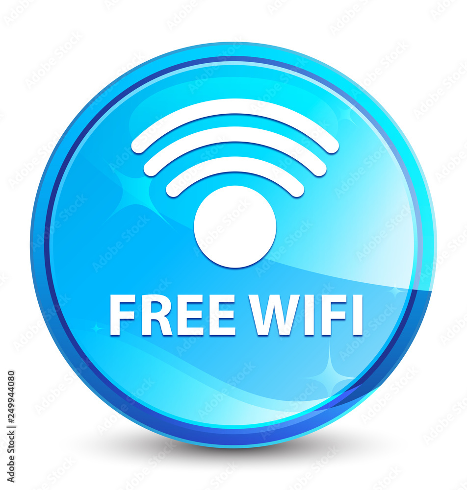 Free wifi splash natural blue round button Free wifi splash natural blue round button