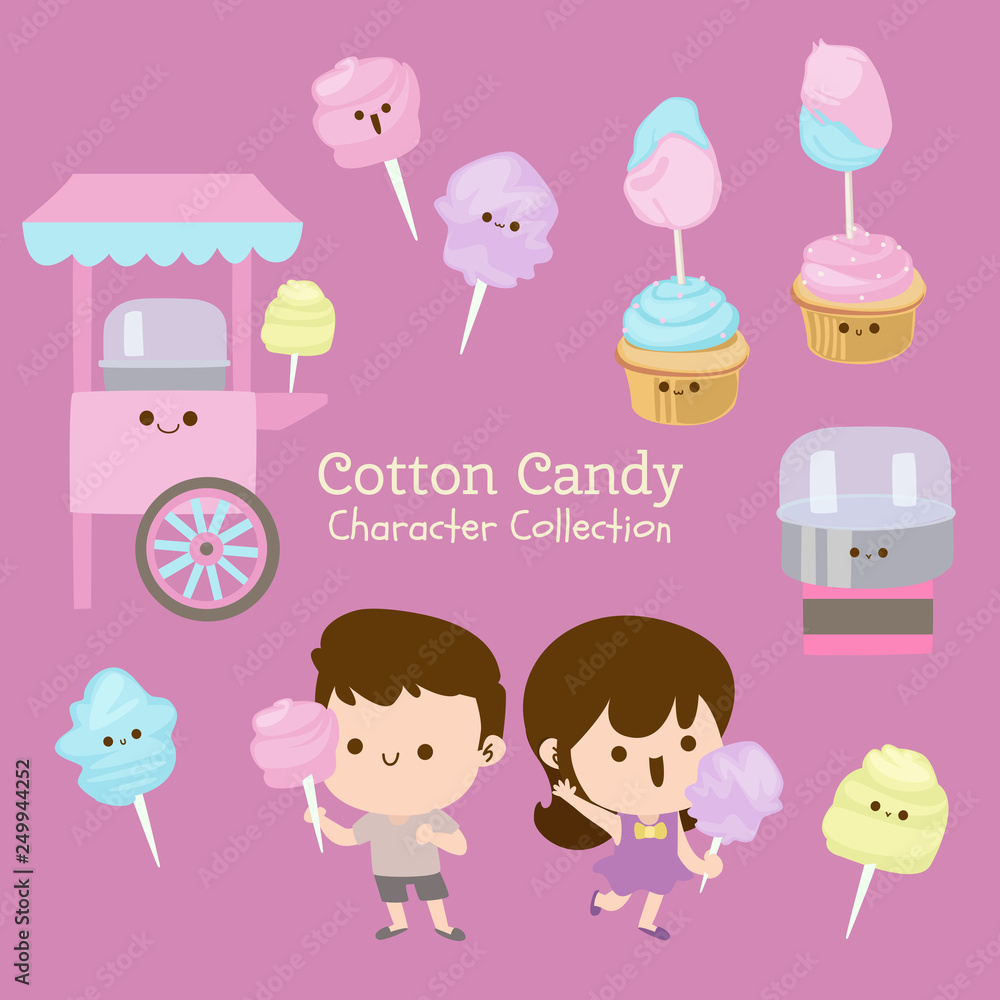 cute character set of cotton candy cute character set of cotton candy