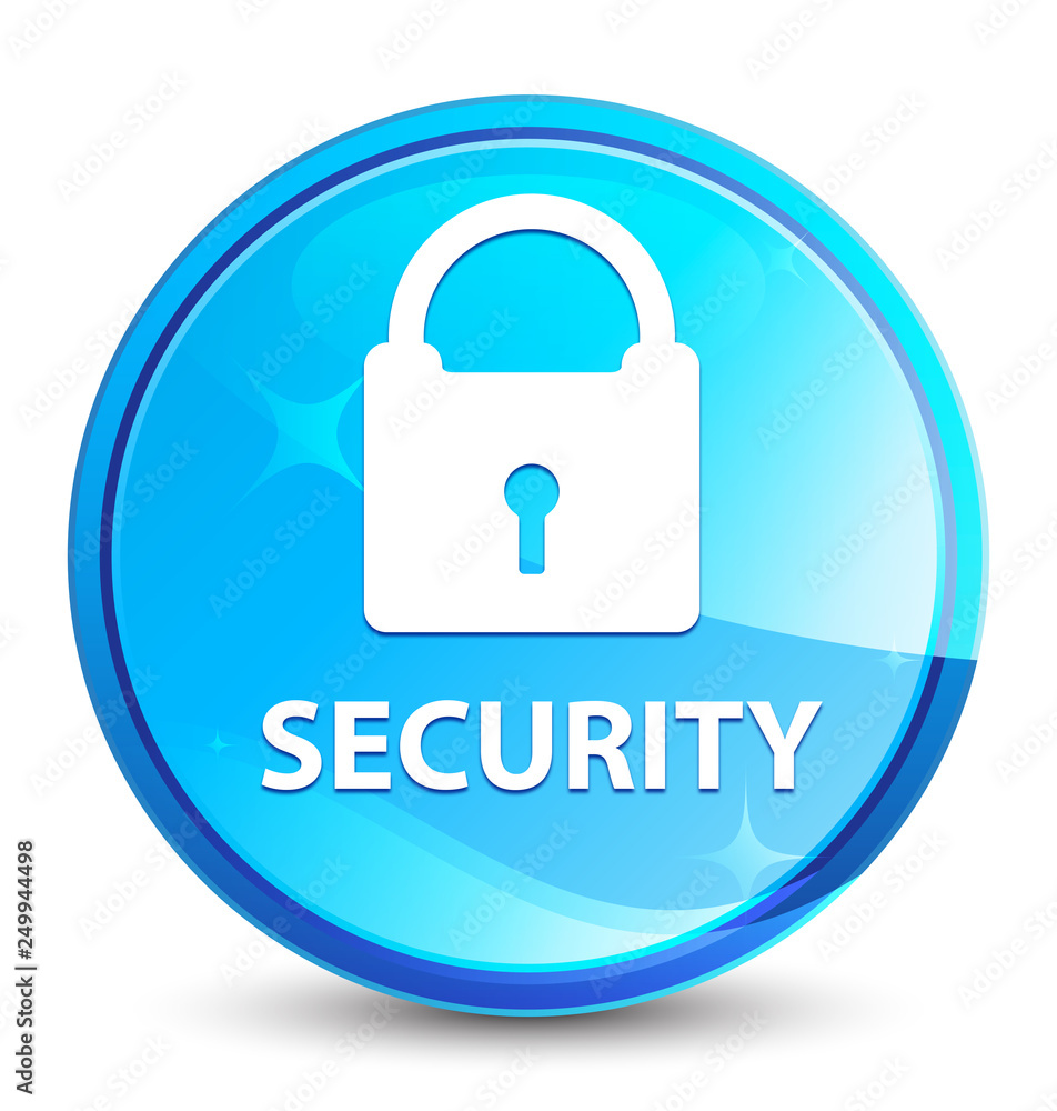 Security (padlock icon) splash natural blue round button Security (padlock icon) splash natural blue round button