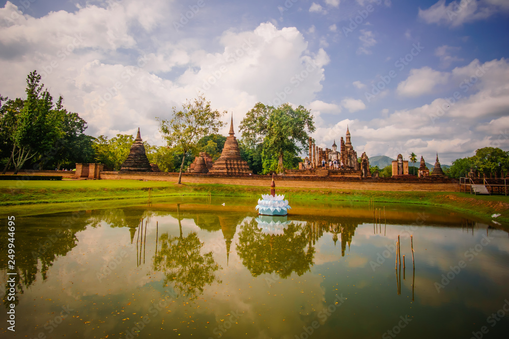 historical temple ruins in Sukhotai, Thailand