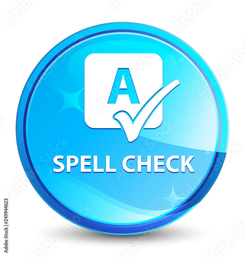 Spell check splash natural blue round button