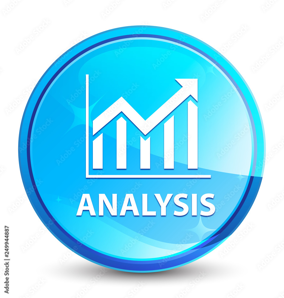 Analysis (statistics icon) splash natural blue round button Analysis (statistics icon) splash natural blue round button