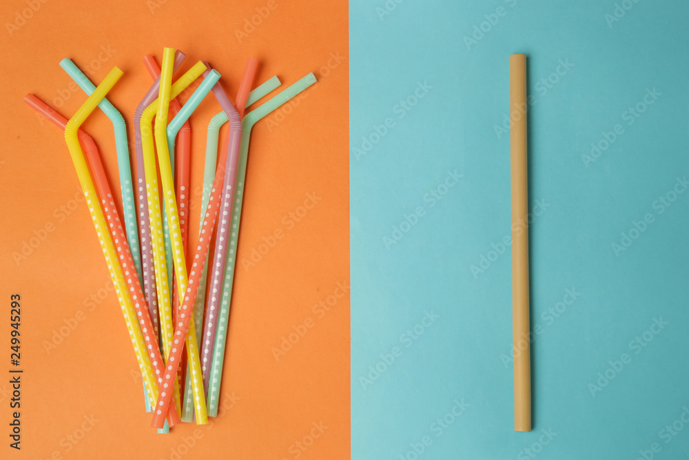 Foto de Reusable bamboo straws as an alternative for singleuse plastic