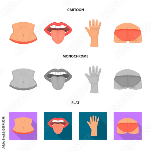 Isolated object of body and part symbol. Collection of body and anatomy vector icon for stock.