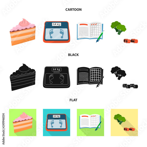Vector design of diet and treatment  sign. Collection of diet and medicine stock vector illustration.