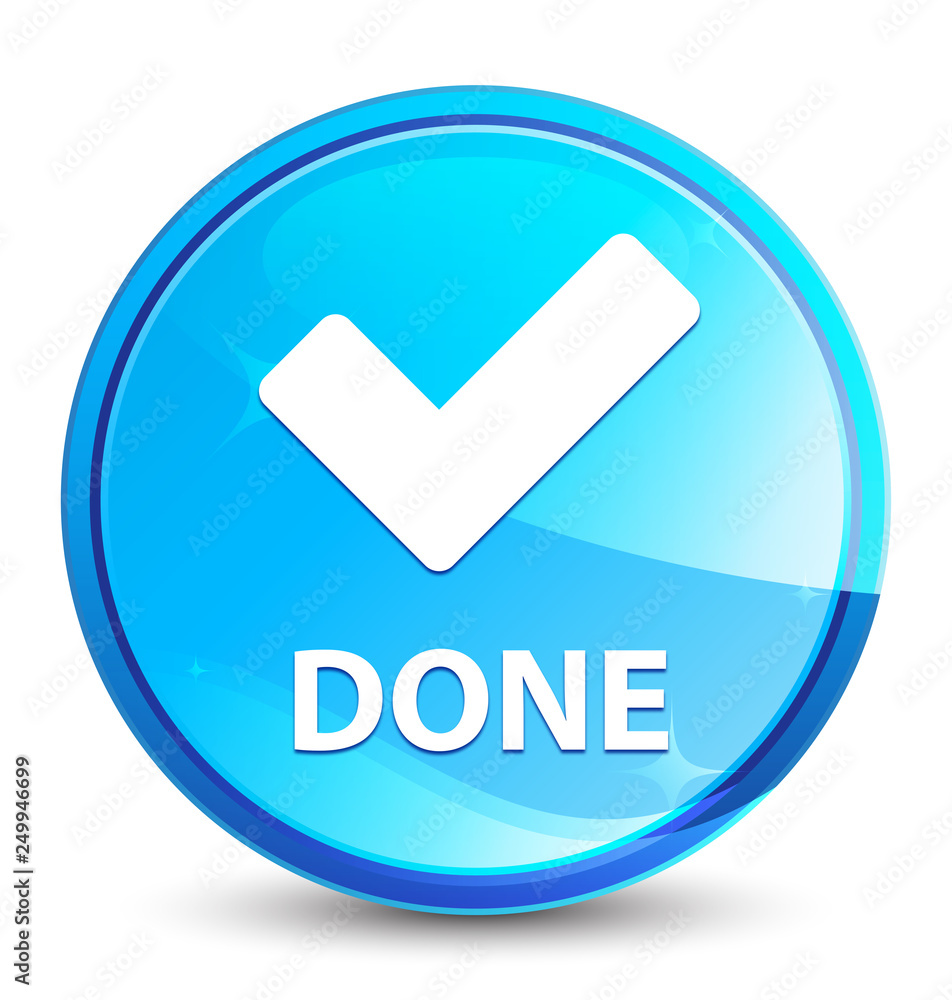 Done (validate icon) splash natural blue round button Done (validate icon) splash natural blue round button