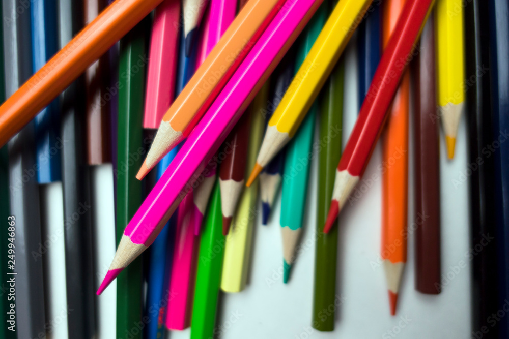 Fototapeta premium color pencils on white background