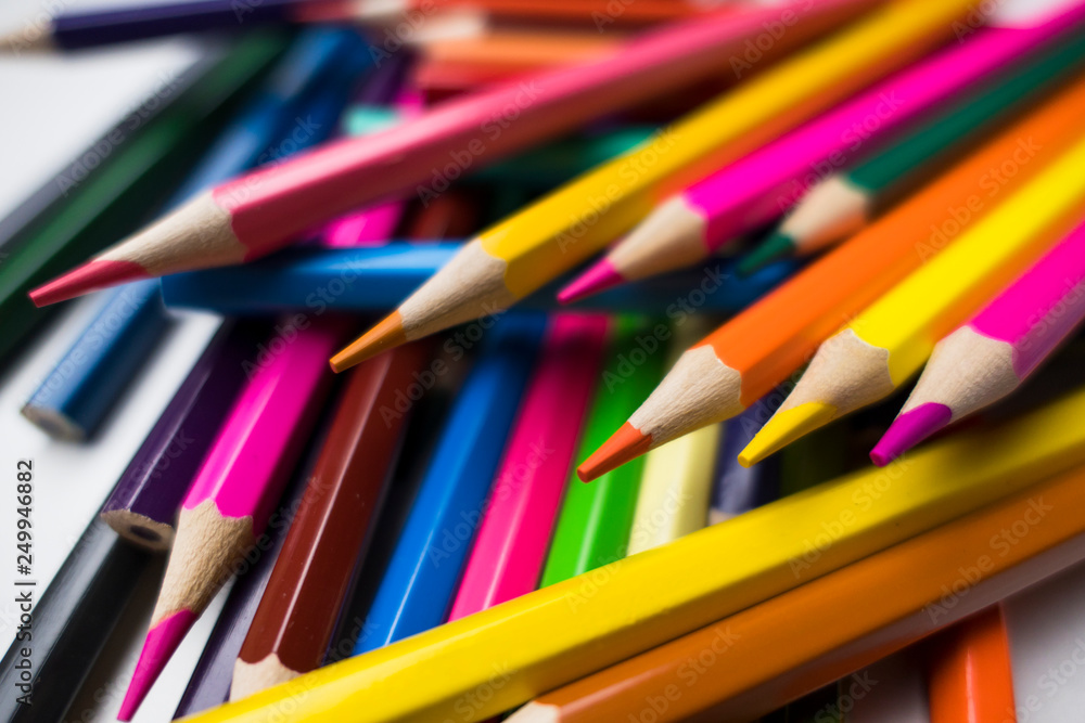 Fototapeta premium color pencils on white background