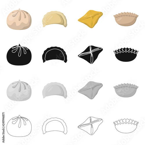 Vector illustration of products  and cooking icon. Set of products  and appetizer stock symbol for web.