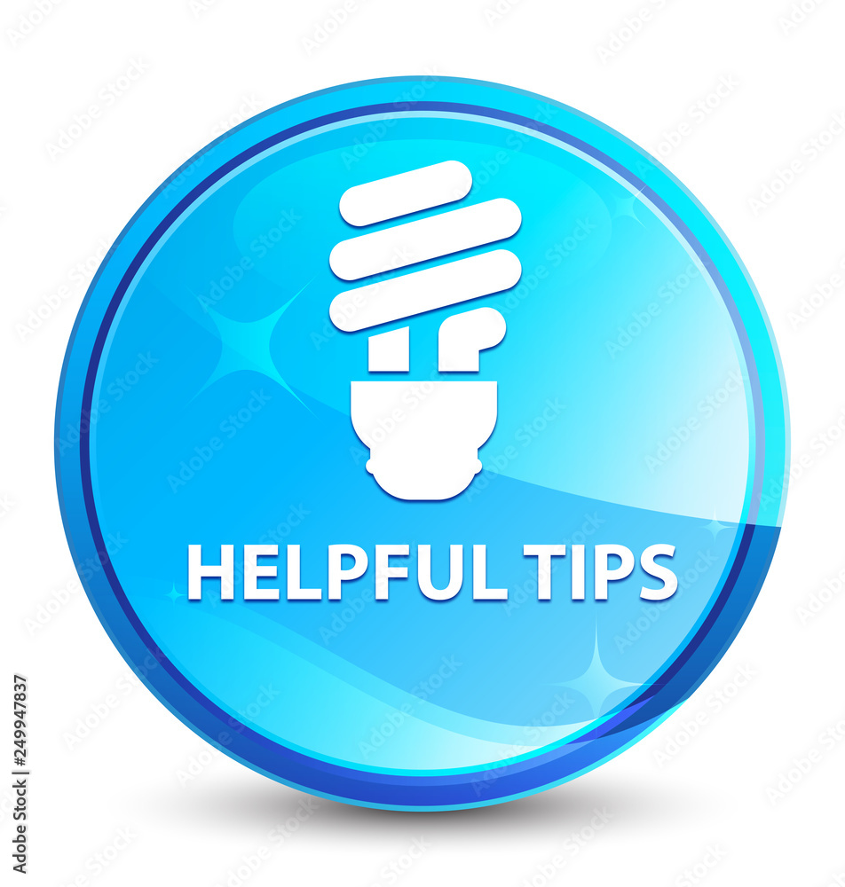 Helpful tips (bulb icon) splash natural blue round button Helpful tips (bulb icon) splash natural blue round button