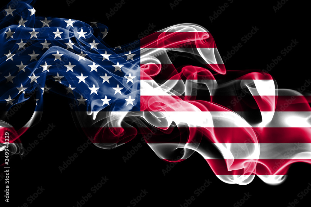 National flag of United States made from colored smoke isolated on