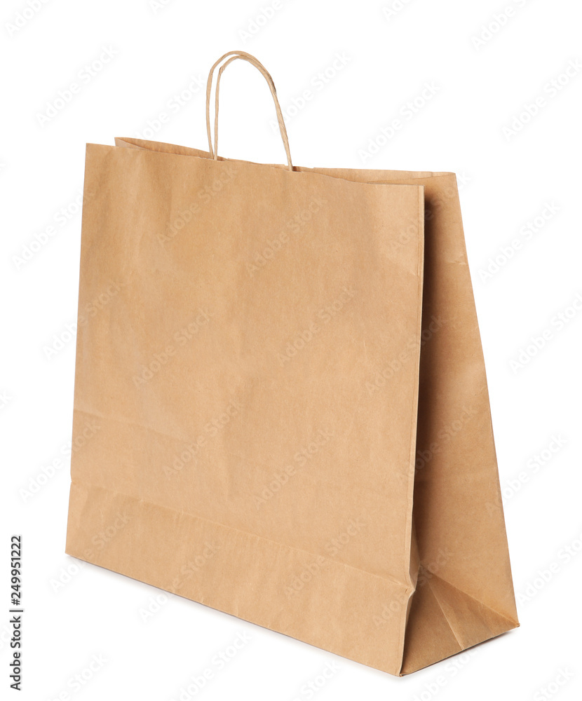 Paper shopping bag isolated on white. Mock up for design Paper shopping bag isolated on white. Mock up for design