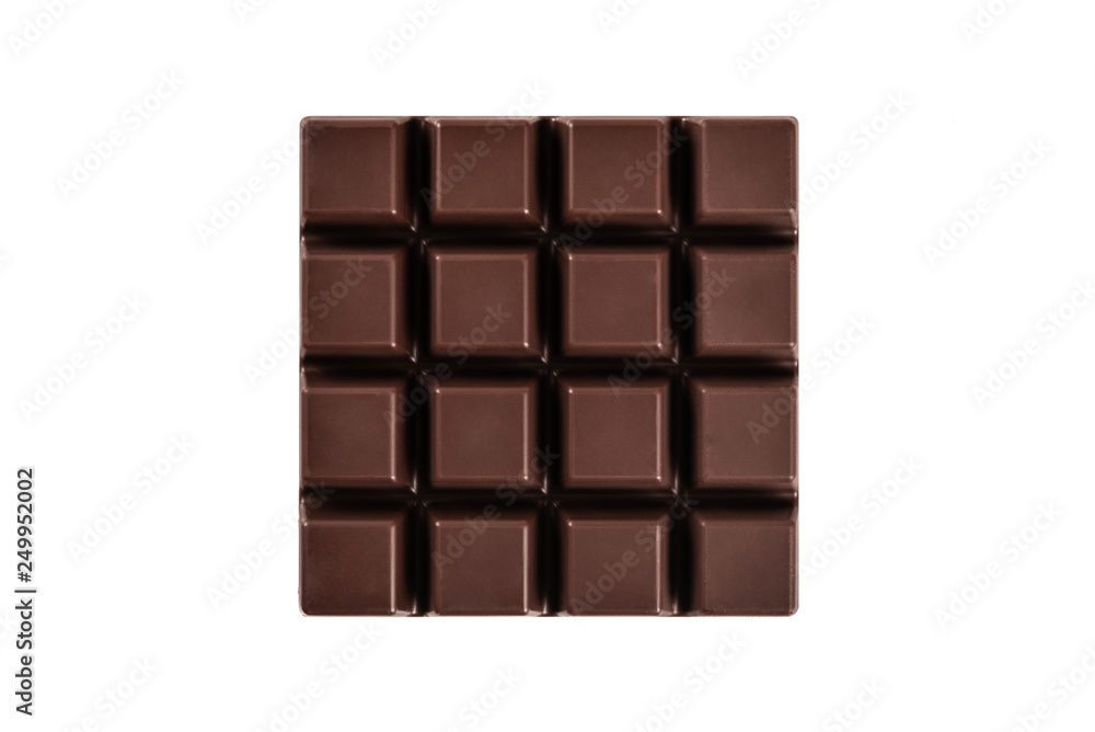Dark chocolate on white background.Top view Dark chocolate on white background.Top view
