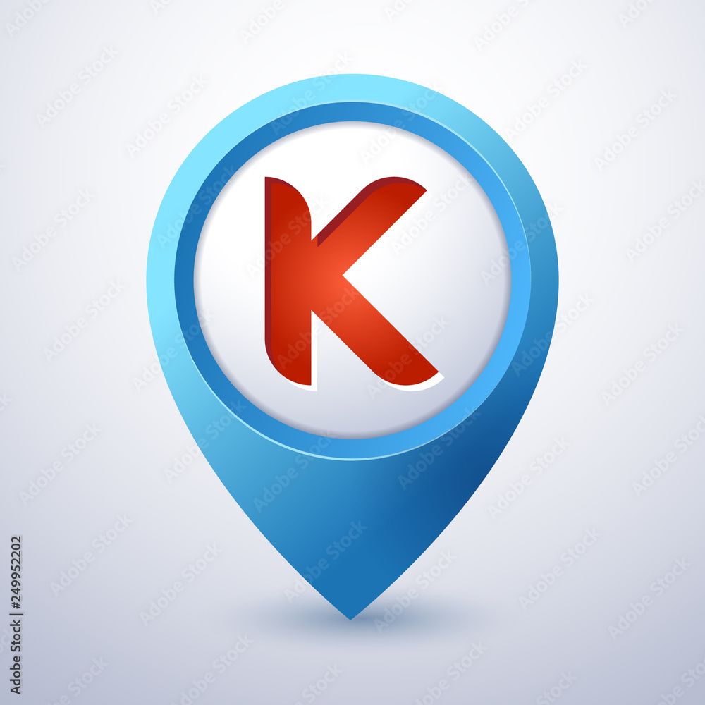 K letter map pin pointer mobile logo template K letter map pin pointer mobile logo template