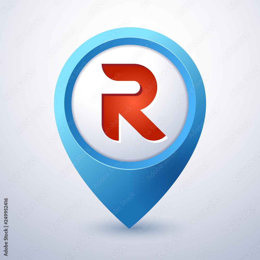R letter map pin pointer mobile logo template R letter map pin pointer mobile logo template