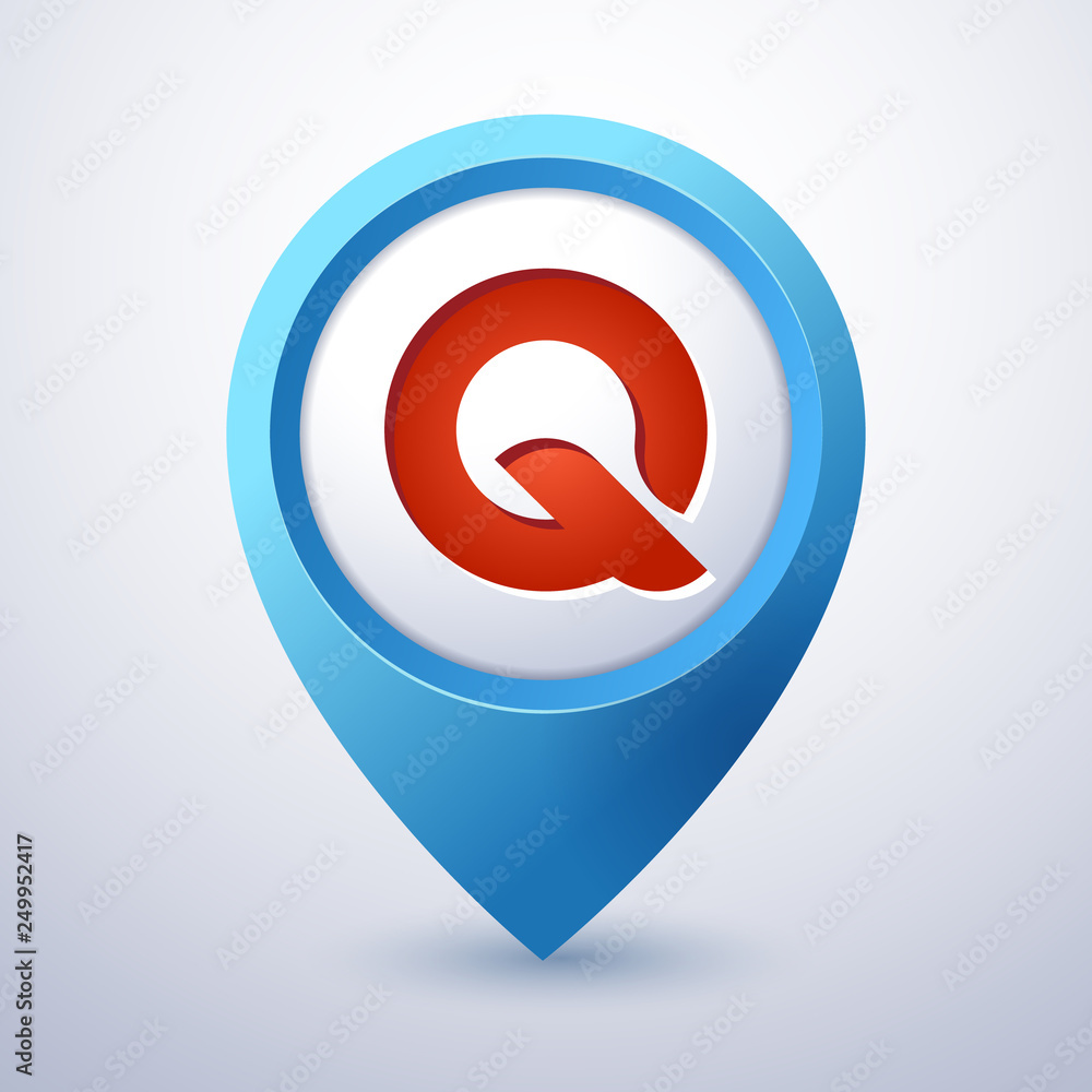 Q letter map pin pointer mobile logo template Q letter map pin pointer mobile logo template