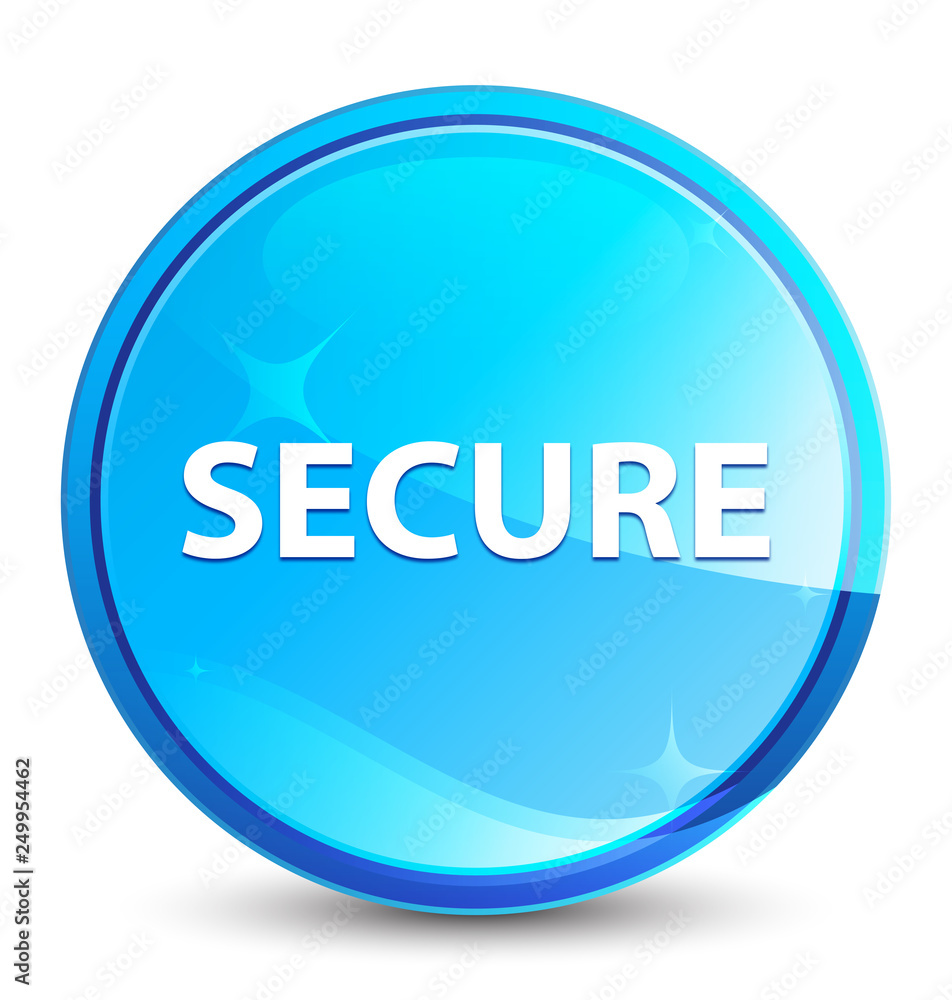 Secure splash natural blue round button Secure splash natural blue round button