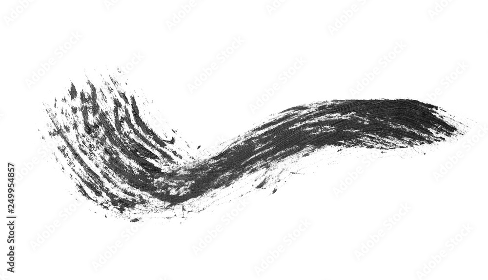 Smear of black mascara for eyelashes on white background Smear of black mascara for eyelashes on white background