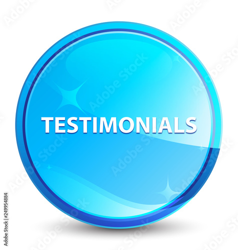 Testimonials splash natural blue round button