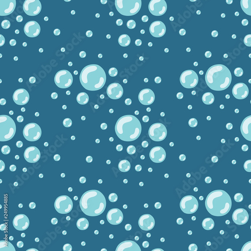 Seamless summer pattern of bubbles under water. Vector sea illustration for children, holiday, background, print, fabric, card, clothes, girl, boy, birthday. Hand-drawn marine image