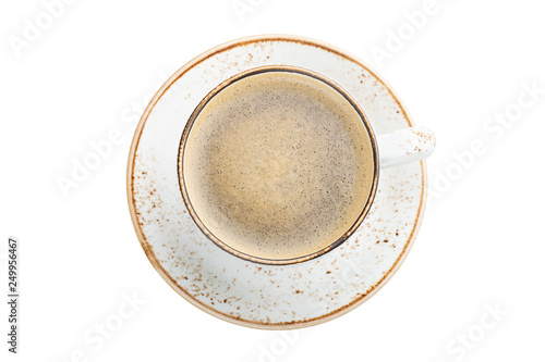 Isolated white Cup with cappuccino coffee.
