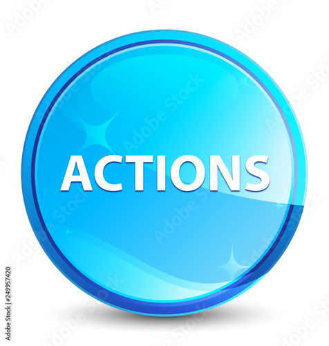 Actions splash natural blue round button