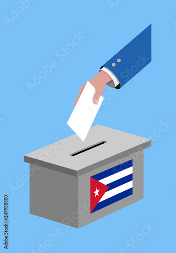 Vote for Cuban election with voting ballot and Cuba flag