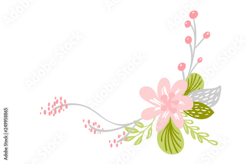 flat isolated flower on white background. Vector Spring scandinavian hand drawn nature illustration wedding design. For greeting card, print, children book