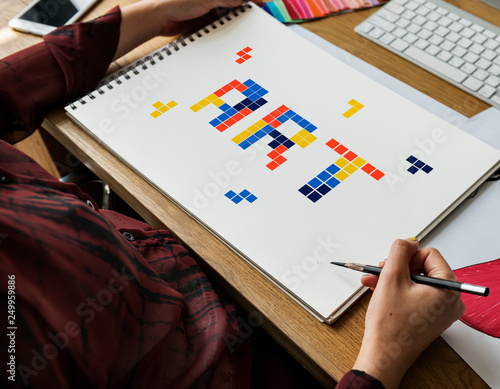 8 bit words illustration of creativity art design ideas photo