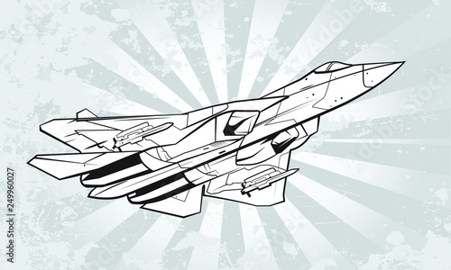 Multi-role Jet Fighter Vector illustration outline