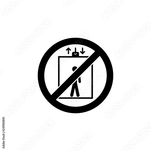No elevator sign icon. Simple glyph, flat vector element of ban, prohibition, forbid icons set for UI and UX, website or mobile application
