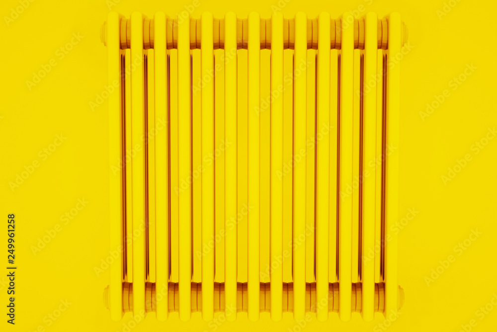 Yellow Steel tubular radiator. 3D illustration Yellow Steel tubular radiator. 3D illustration