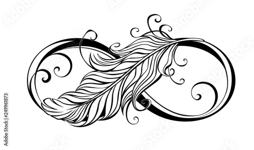 infinity symbol with feather