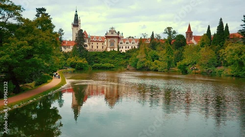 Aerial view of the Castle Pruhonice in Prague, Czech Republic photo