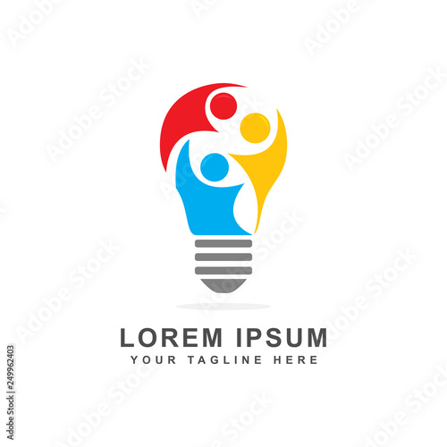 symbol design of abstract people in a bulb
