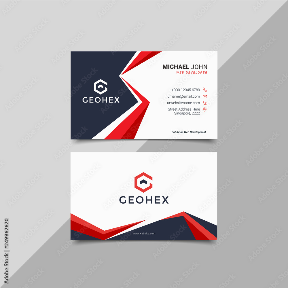 Modern business card template red black colors. Flat design vector abstract creative - Vector Modern business card template red black colors. Flat design vector abstract creative - Vector