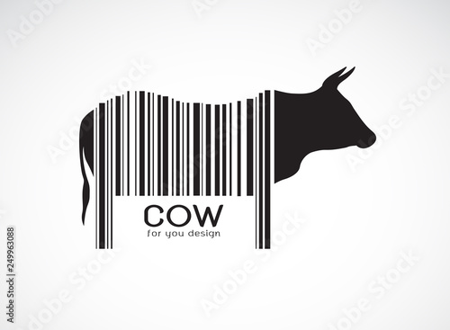 Vector of cow on the body is a barcode. Farm Animals. Cow design. Easy editable layered vector illustration.