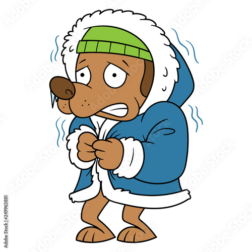 Vector Cartoon Cold Dog Shivering