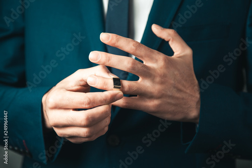 young business man hand ring