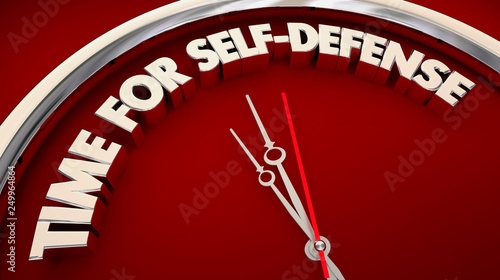 Time for Self-Defense Training Clock Words 3d Illustration