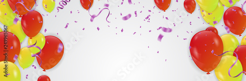 Beautiful realistic party balloons happy birthday vector greeting card . You are invited to a party