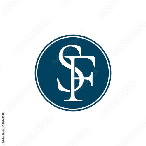 letters sf simple linked logo vector