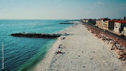Beautiful aerial view to the beach with old buldings in Tirrenia, Italy photo