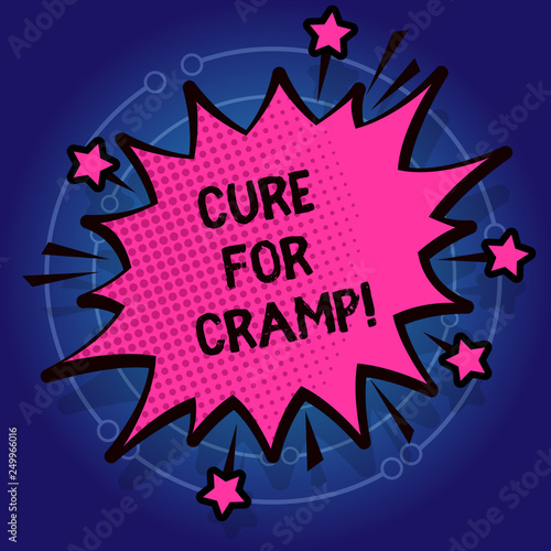 Writing note showing Cure For Cramp. Business photo showcasing Medical treatment good care against some type of pains