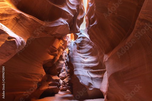 Landscape of Sandstone, light and shadows in Upper Antelope Canyon in Page, Arizona