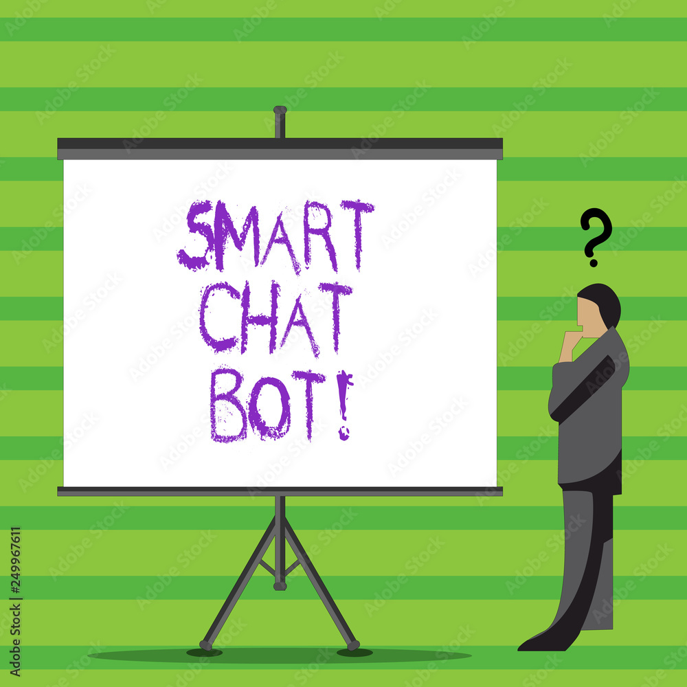 Writing note showing Smart Chat Bot. Business photo showcasing Artificial intelligence chatting with machines robots Writing note showing Smart Chat Bot. Business photo showcasing Artificial intelligence chatting with machines robots