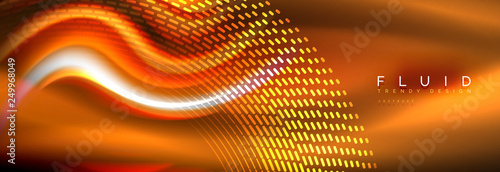 Fluid colors mixing glowing neon wave background, holographic texture