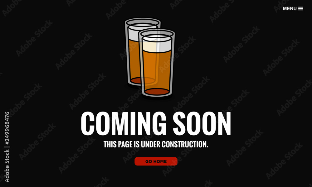 Coming Soon Page UX Interface Design with Beer Glass Illustration Coming Soon Page UX Interface Design with Beer Glass Illustration